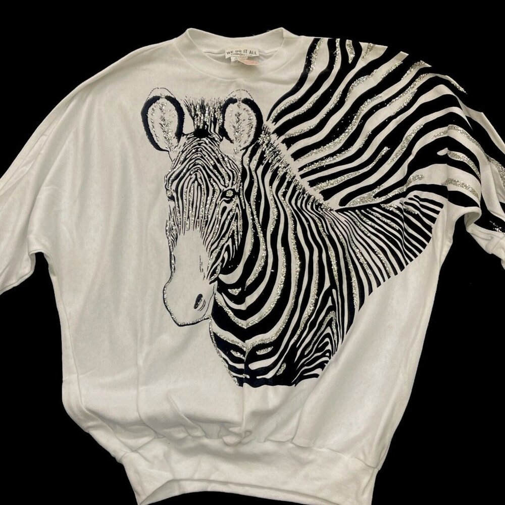 vintage Zebra Lightweight 3/4 Length Sleeve Shirt White And Black NWT